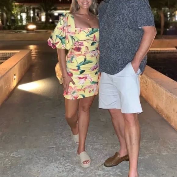 New! PatBO Laelia Flora Mini Puff Sleeve Dress 🌼🌼 size 10 - Picture 9 of 15